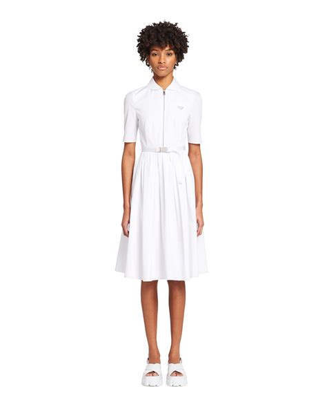 prada poplin dress|White Poplin Chemisier Dress .